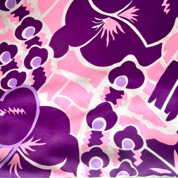 Vintage Silk Scarf Italy Oblong Pink Purple Floral 60s Flower Pucci Psychedelic - Picture 3 of 9
